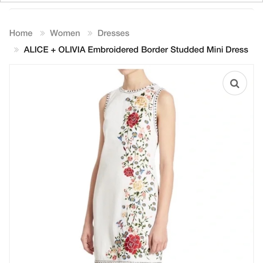 Alice + Olivia White Sheath Mini Dress Mock Neck
